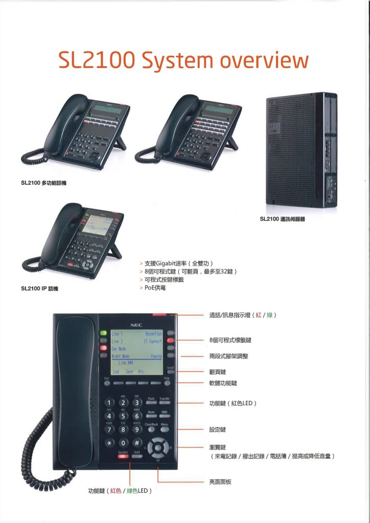 電話總機｜NEC SL2100數位IP通訊系統｜泓億科技